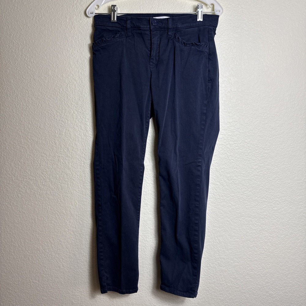 Lila Ryan Skinny Ankle Pants 8‎ Navy Blue Stretch Cotton Rayon Tencel Chino Work